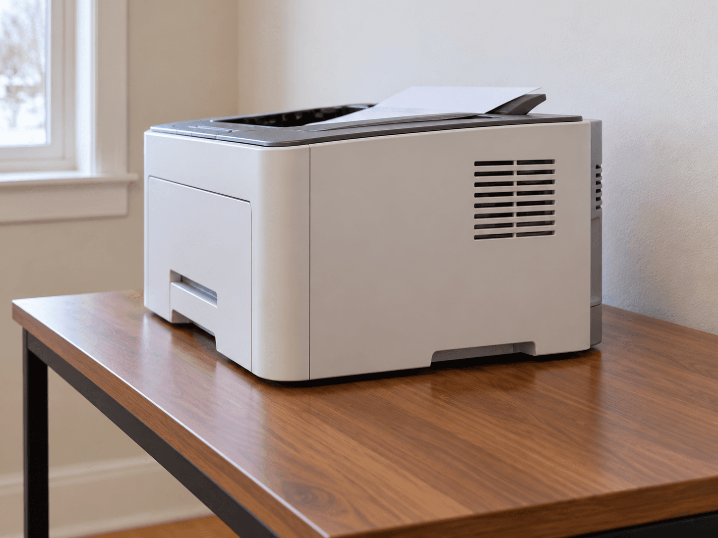 A close view of the printer's unobstructed side ventilation slots.
