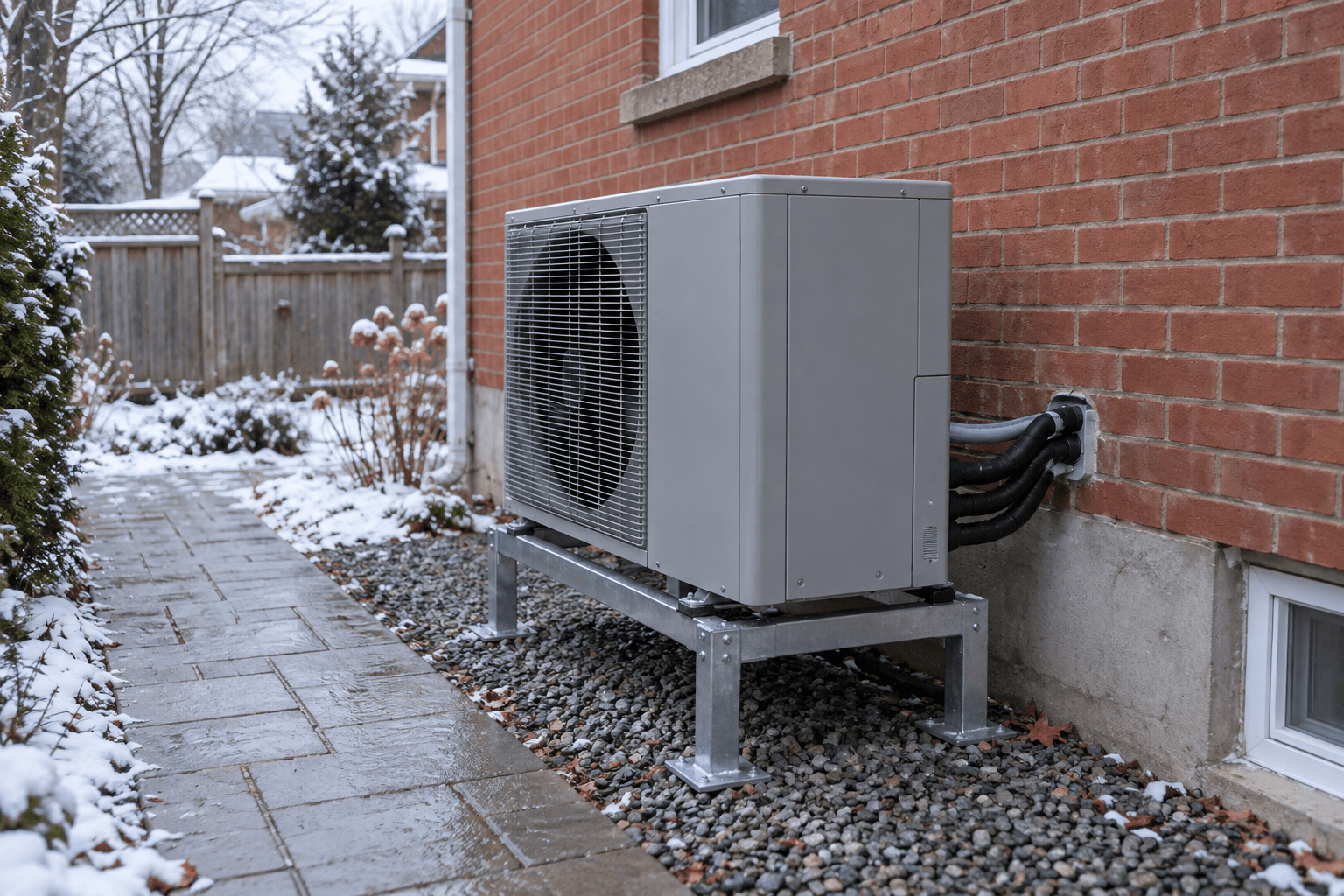 Outdoor heating equipment with open space around the fan, sides and stand.
